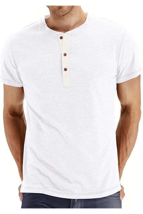 Camiseta Henley Masculina Manga Curta FANARCHER - Algodão Verão 10 Cores Casual