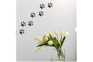 x12 Paw Print Wall Stickers [Charcoal] Vinyl Transfers Art Decal Graphics Removable Cheap House Pet Cat & Dog Décor Modern Self Adhesive Cute Puppy/Kitten Home Wall Art from LaoGraphics® (Charcoal)