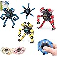 mciskin 2PCS Tip Spin Top Toy,Handheld Fidget Spinners Toys,Twisted and Deformed Doll Decompression Tricky Toy Deformable Fingertip Gyro Robot Funny Sensory Toy for Kids Adults(Random color)