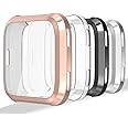 Hianjoo [4-Pack] Screen Protectors Compatible with Fit bit Versa/Special Edition, Slim Protective Case Cover Replacement for Fit bit Versa/Special Edition - Rose Gold, Silver,Transparent,Black