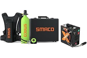 SMACO Mini Bombola da Sub 2L Bombola per Immersioni in Acque Basse Offre 25-30 Minuti di Respirazione Subacquea Bottiglia da Immersione Portatile S700Plus per Esercizi di Immersione/Lavori Subacquei