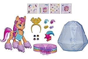 My Little Pony: A New Generation Crystal Adventure Sunny Starscout, 7,5 cm, frangia arancione con accessori a sorpresa