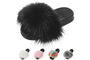 DRECAGE Ciabatte Pelose Bambina Estive da Casa Pantofole Punta Aperte Comode Eleganti Pelliccia Sintetica Slides