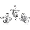 Qiven Adjustable Knitting Loop Crochet, Peacock Shaped Open Finger Metal Ring, Yarn Guide Finger Holder, Safe and Durable, Can Be Used For Various Knitting Crafts, Or Wear As Jewelry, 3 Pieces