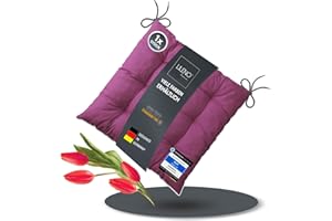 LILENO HOME 1 cojín para silla, de color baya (40 x 40 x 6 cm), para silla de jardín, cocina o comedor, cómodo y resistente a los rayos UV, para interior y exterior