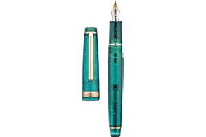 Jinhao 82 reservoarpenna grön stjärnklar prick guldtrim extra fin med omvandlare