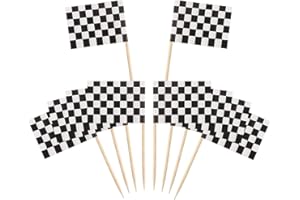 FEBBYA Bandiere Stuzzicadenti,100 Pezzi Bandierina di Corsa a Scacchi Toothpick Flags Marcatori Bandiera Piccole per Festa Torta Cibo Piatto del Formaggio Antipasti 3.5 * 2.5cm