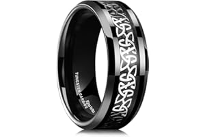 King Will 8mm Tungsten Stainless Steel Wedding Spinner Ring for Men - Viking/Celtic Knot Design Band with Carbon Fiber Inlay | Comfort Fit Wedding Band, Anniversary Jewelry Gift