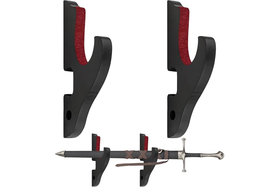 2PCS Sword Wall Mount Display Rack,1 Tier Adjustable Padded Katana Wall Mount,Black Sword Stand for Home & Game Room Decoration,Sword Holder,for Samurai Sword,Lightsaber,Cosplay,Demon Slayer Weapon