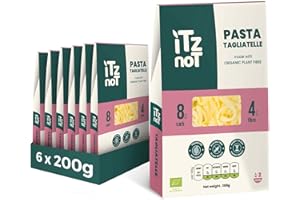 iTz noT jusT TAGLIATELLE (Pack of 6, 200g Each) Ready cooked, Shirataki, Moyu, Konjac Plant Fibre Pasta, Low Carb, & No Added Preservatives, Healthy, Gluten Free, Gut Health. 100% Natural