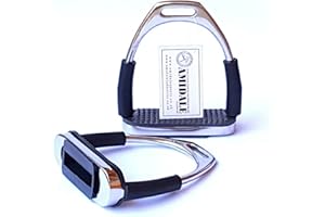 Amidale Flexi Safety Stirrups Horse Riding Bendy Irons Stainless Steel Black Treads 4.5 Inches