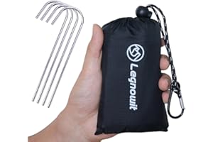 Legnowit Outdoor Pocket Blanket, 140 X 100 cm Waterproof Compact Lightweight Mini Picnic Blanket, Sand Free Beach Mat, Small Tarp for Concert Festival Camping Hiking Travel, Stakes Included