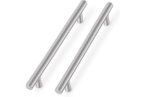 Probrico 20 Pack | 8,8 pouces tiroir en acier inoxydable, armoire moderne en nickel de soie, rond t - poignée vanité tiroir bouton, cuisine armoire bouton, longueur totale 11-1/3 pouces