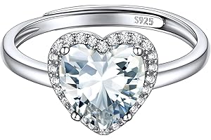 ChicSilver Anello Donna Argento 925 Regolabile Pietra Portafortuna 12 Mesi Forma Cuore, Anelli Donna Cuore Regolabile Silver Donna Confezione Regalo