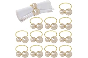 FFDHWU 12 Pieces Pearl Napkin Rings, Ele Napkin Rings, Table Decoration Items, Suitable For Home, Hotel, Restaurant, Bar