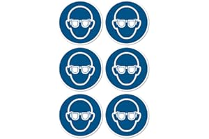 HAVATI Utilizzare la protezione degli occhi: M004 – DIN EN ISO 7010 / ASR A1.3 – Adesivo: Ø 5 cm, 6 pezzi