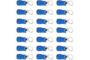 Mintice 100 X Azul Cobre Anillo a Tope Aislado Conectores Terminales Calibre 14-16 AWG Rizar Alambre Cable Eléctrico Engarzado Crimpadora Inalámbrico Impermeable M4