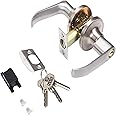 ALNKDH Door Handles Set,Bedroom Door Handle with Lock,150×120mm(Silver-1Pcs, 25-45mm)