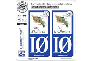 blasonimmat 2 Autocollants Plaque immatriculation Auto IØ Île d'Oléron - Aperçu Général