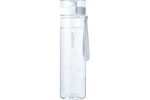VINSUN Butelka na wodę, 1 l, przezroczysta, nie zawiera BPA, szczelna, nadaje się do kwasu węglowego, tritan, obsługa jedną ręką – butelka na napoje do uprawiania sportu, na siłownię, do podróży, na