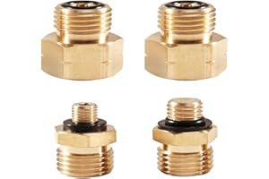 BEATIFIC 4 Piece Gas Connection Adapter, 4-Piece Set for EU Abroad, For Connecting Pressure Regulators to Foreign Gas Bottles, Gas Adapter Set Europe for Gas Connection Adapter, Made of Brass (No. 1-4)