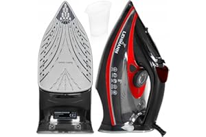 Lehmann Ferro da stiro a vapore in ceramica, 3000 W, funzione Calc-Clean 9 in 1, elevata potenza di vapore, peso ridotto, suole in ceramica da stirare, autopulente e nebulizzatore
