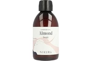 Nikura Sweet Almond Oil - 250ml | for Skin, Hair Growth, Face, Therapy, Body Oil, Scalp & Nails | for Essential Oils | Natural, Vegan & UK | BPA Free