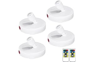 BERGUSTCH Battery Operated Spotlight, Picture Light with Remote, Indoor Uplighting, Picture Lights for Paintings, LED Display Lights, Small Spot Lights for Wall Frame Artwork Dartboard-4PCS