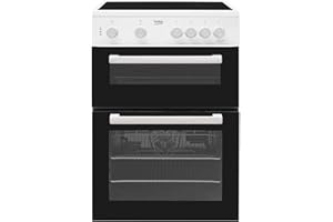 Beko KTC611W 60cm A Rated Twin Cavity 4 Burners Ceramic Electric Cooker in White