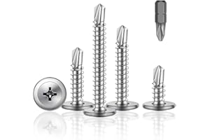 HXJDAM 180 Pcs Vis Autoforeuse Metal 4,2x25MM Vis Autoforeuse Inox 410 vis autoforeuse inox, de Perçage - Rapides pour Bois, Tôle & Plastique