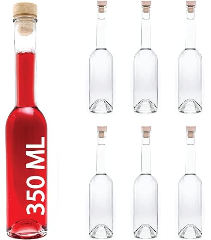 Bottiglia In Vetro A Fiaschetto Da 350 Ml Con Tappo - Per Liquori, Limoncello, Olio, Bomboniere, Decoupage