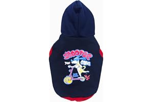UK Pets Fleece Dog Hoodie, Soft Flannel Dog Sweatshirt Clothes for Dogs, Cute Printed Winter Party Dress Up Clothes for All Breeds Size (L-18Inch, Navy)