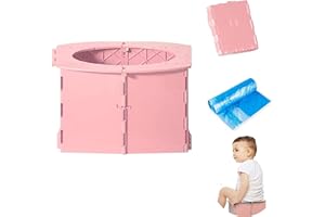 QHJINER Vasino per bambini,Pieghevole Toilette per Bebè,Vasino da Viaggio per Bambini,Sedia da Toilette Pieghevole Per Addestramento Per Bambini per Viaggi,Auto,Campeggio,all'aperto,familiare (Rosa) (Rosa)