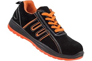 Urgent Arbetsskor säkerhetsskor modell 216 S1 EN ISO 20345 unisex, Svart orange, 40 EU