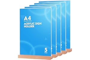 SOYIRI Soportes A4 de Acrílico (5 Unidades), Soporte de Sobremesa Expositor Presentación,Titular de Menú por Restaurantes, Hotel, Tienda