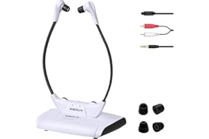 SIMOLIO Casque TV sans Fil Optique avec Balance G/D, Contrôle Volume Amélioré pour Personnes âgées, Ambient Mode, Batterie de Recharge & Remplaçable, Pas de Retard, SM-823D Pro