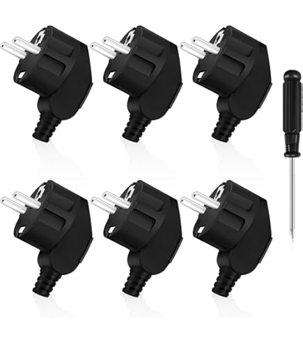 Schuko-stekker, Hoekstekker, 3 Stuks, Aardingscontactstekker Met Knikbescherming Stekker 250 V 16 A Stroom