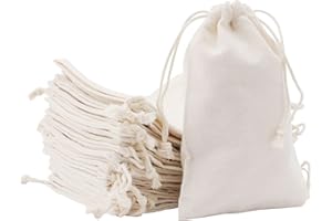 Towviy 40PCS Sac Tissu Avec Cordon 10 x 15 Cm, en Coton et Toile de Jute, Pochon Pour Bijoux, Cadeau, Bricolage et Dragées de Baptême