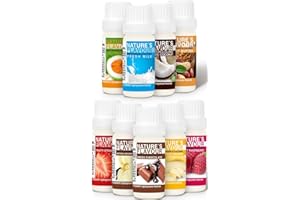 ALPHAPOWER FOOD aromi 100% naturali per alimenti, Super Offerta 9x10ml gocce aromatizzanti senza calorie- liquido Flavdrops - Flavour Drops