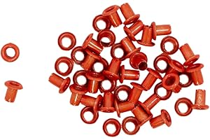 Craftelier - Set mit 50 Mini-Metallic Ösen Ideal für Scrapbooking und Bastelarbeiten | Geeignet für Verschiedene Materialien | Größe ca. Innendurchmesser 3 mm und Außendurchmesser 5 mm - Farbe Rot