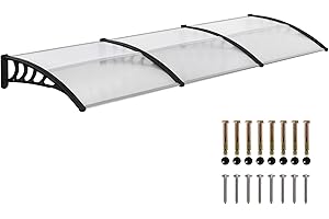 Outsunny Auvent de Porte Marquise en Polycarbonate auvent de Porte d'entrée Bord en Aluminium résistante Toit abri Contre la Pluie, la Neige et UV 303 x 96 x 27 cm Transparent