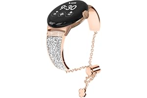 WoPail Armband Damen für Google Pixel Watch 2/Google Pixel Watch, Bling Strass Kristallen Schmuck Ersatzarmband, Frauen Edelstahl Glitzer Verstellbares Armbänder für Google Pixel Watch - Roségold