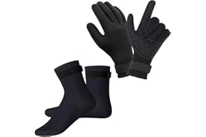 Wsobue 3mm Neoprene Gloves and Socks, 3mm Thermal Diving Gloves and Socks with Adjustable Waist Strap, Flexible Wetsuit Glove and Sock, for Diving, Surfing, Kayaking Rafting