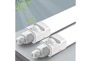 ‎BULING 2er LED Feuchtraumleuchte 60cm mit Bewegungsmelder, Buling 18W 1800LM 4000K LED Sensor Deckenleuchte, Linkable Led Werkstattlampe,Wasserfest IP65 LED Wannenleuchte für Garage Balkon Keller Flur Treppe