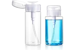 Grevosea 2-pack Push down-pumpdispenser, tomma push top flaskor pumpflaska dispenser för nagellack sminkborttagare alkoholtoner med gör-det-själv-etiketter 150 ml + 200 ml