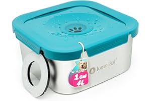 LumoLeaf Miska na wodę bez rozlania, dla dużych psów z filtrem, 4 l, niebieska, powolny podajnik dla niechlujnych pijących, bez kapania i zachlapania, do gospodarstw domowych z wieloma psami