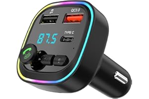 ASTROBRIGHTS Bluetooth 5.3 FM Transmitter for Car, Bluetooth Car Adapter, QC3.0 & PD 20W Fast Charging, Universal Car Charger with Dual USB and 1 Type-C, Hands Free Calling, Supports USB/TF/Micro SD