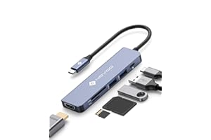 NOVOO Hub USB C Multiporta, 6 in 1 Adattatore USB C a HDMI con 100W PD Carica, HDMI 4K, 2 Porte USB 3.0, Lettore SD/Micro SD, per MacBook Air/PRO e Altri dispositivi di Type C