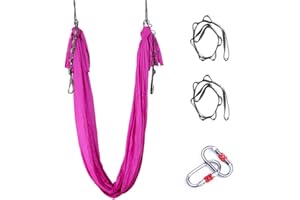 Gaorui Hamaca de yoga aérea de seda, inversiones de yoga mejoradas, ultra fuerte, antigravedad, juego de columpios para equilibrio y flexibilidad, ejercicios de inversión