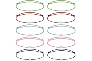 ZILZUFA Lot de 10 bracelets d'amitié en forme de cœur - Pour anniversaire d'enfant - Taille réglable - Cadeau pour couples, femmes, filles, garçons